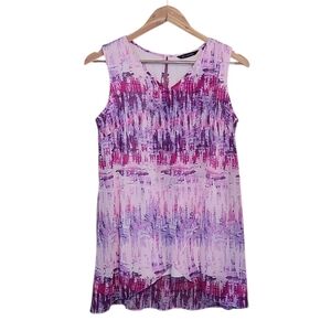 Women's H By Halston Sleeveless V Neck Tunic Top XS Pink Purple Chiffon